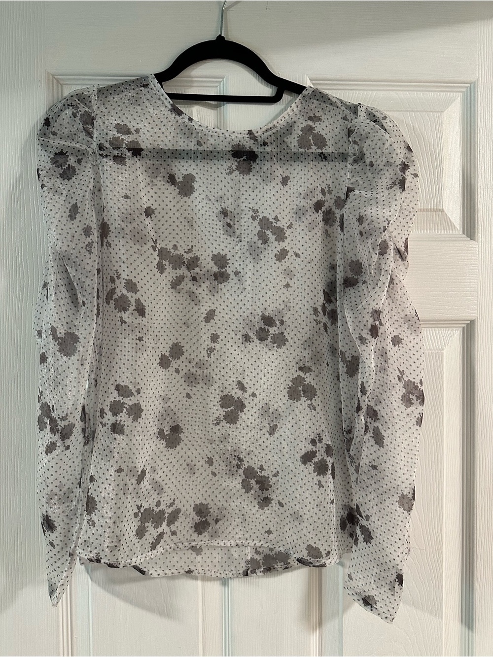 Banana Republic Sheer Floral Puff Sleeve Blouse